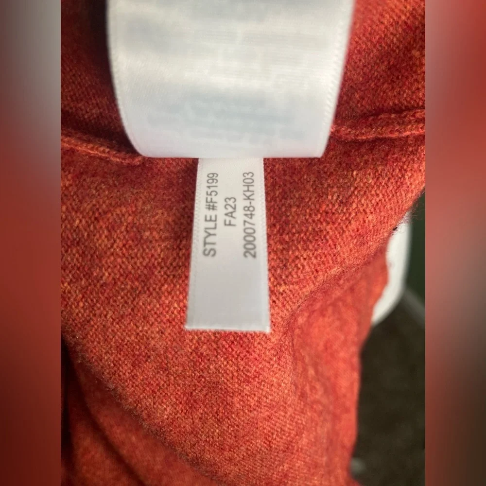 J Crew Teddie Sweater Medium Merino Wool Cotton Blend Crew Neck Pullover Orange - Picture 10 of 12
